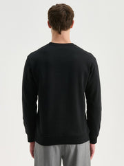 LCW Vision Black Crew Neck Printed Men Sweatshirt