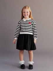 LCW Kids Collared Neck Striped Girls Sweat Dress