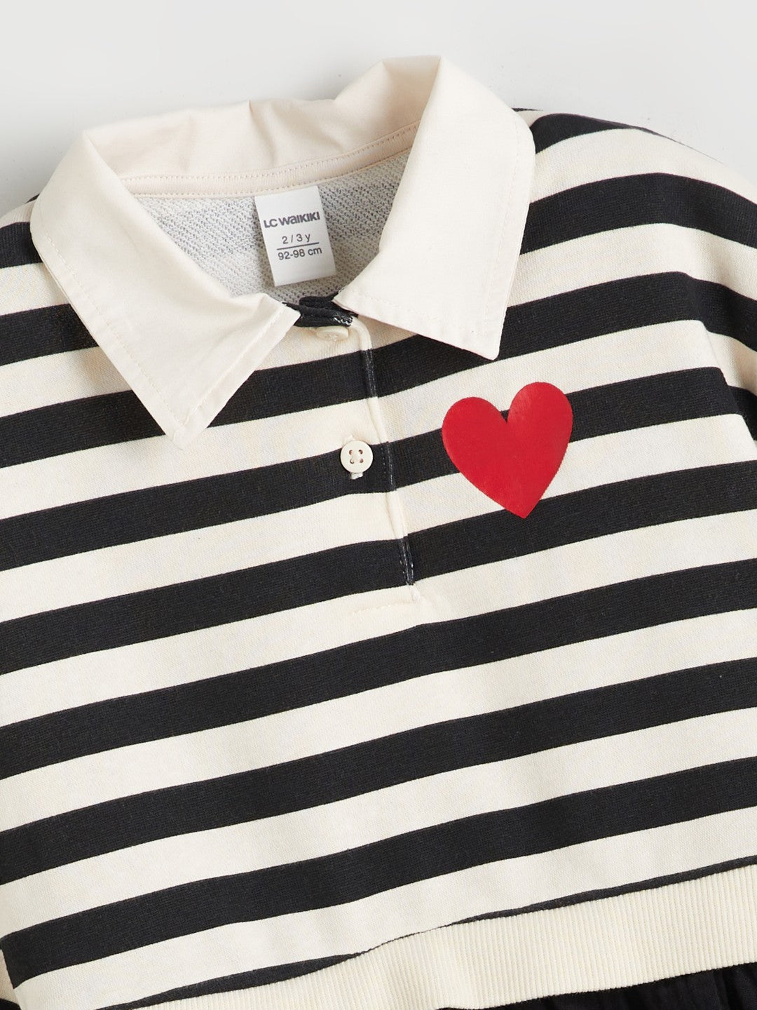 LCW Kids Collared Neck Striped Girls Sweat Dress