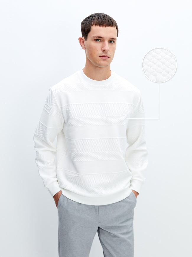 LCW Vision Ecru Crew Neck Men Sweatshirt Hover Image
