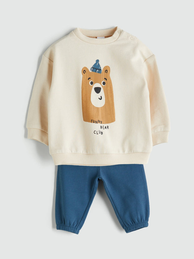 LCW Baby Bear Print Baby Boys Tracksuit Set Hover Image