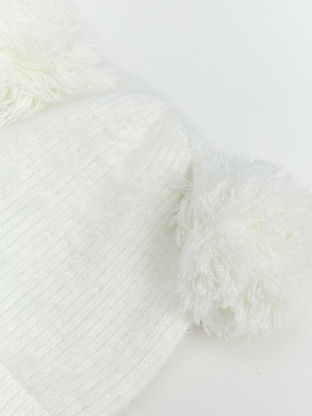 LCW Accessories Ecru Baby Girl Pompom Beanie, Scarf And Glove Set