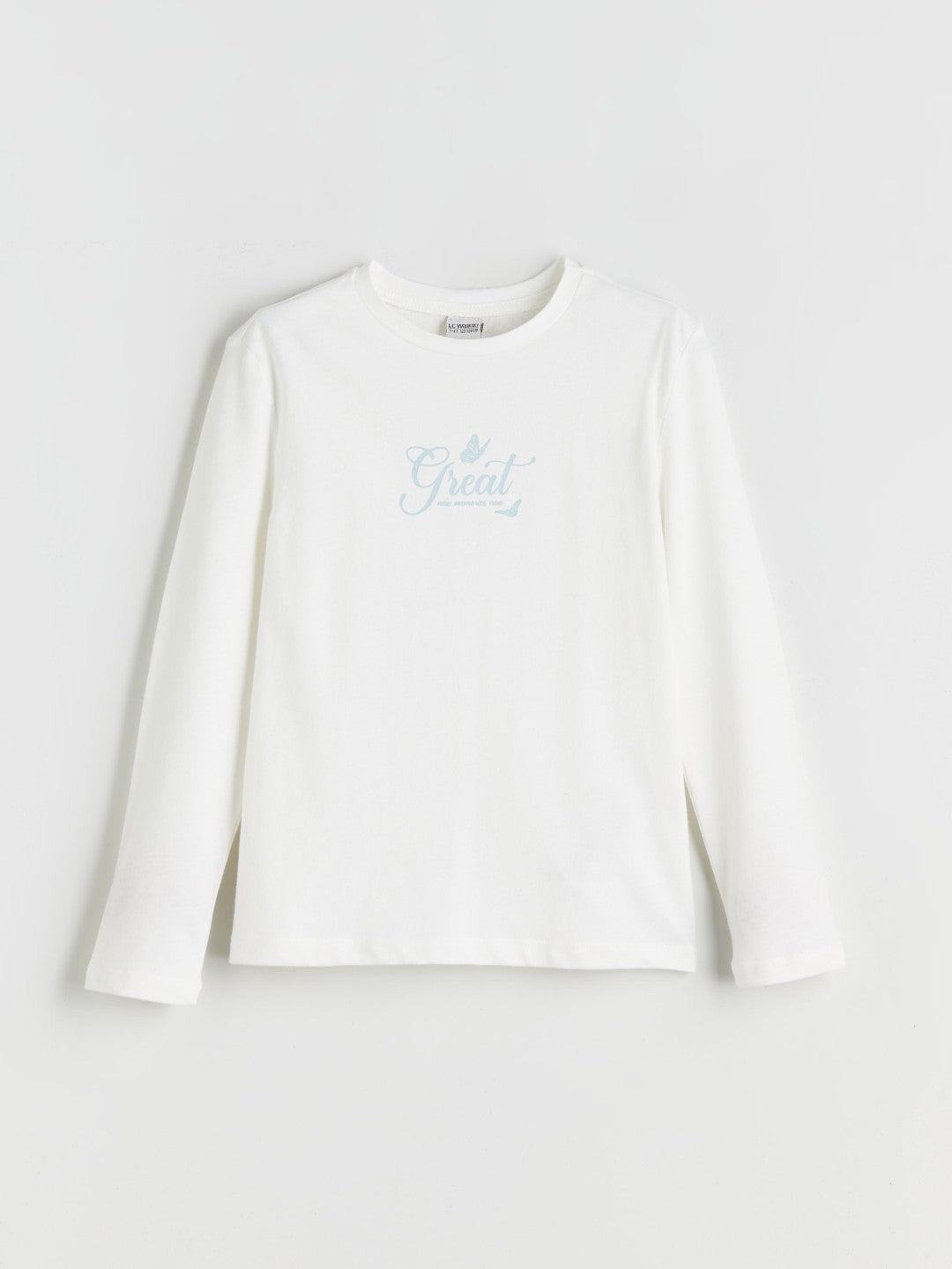 LCW Kids Ecru Crew Neck Printed Girls T-Shirt 2-Pack