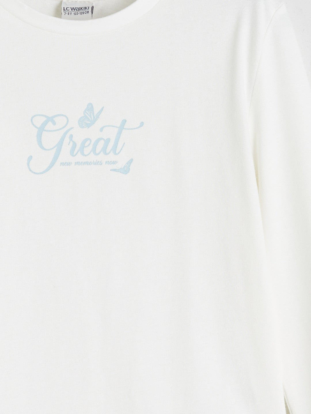 LCW Kids Ecru Crew Neck Printed Girls T-Shirt 2-Pack