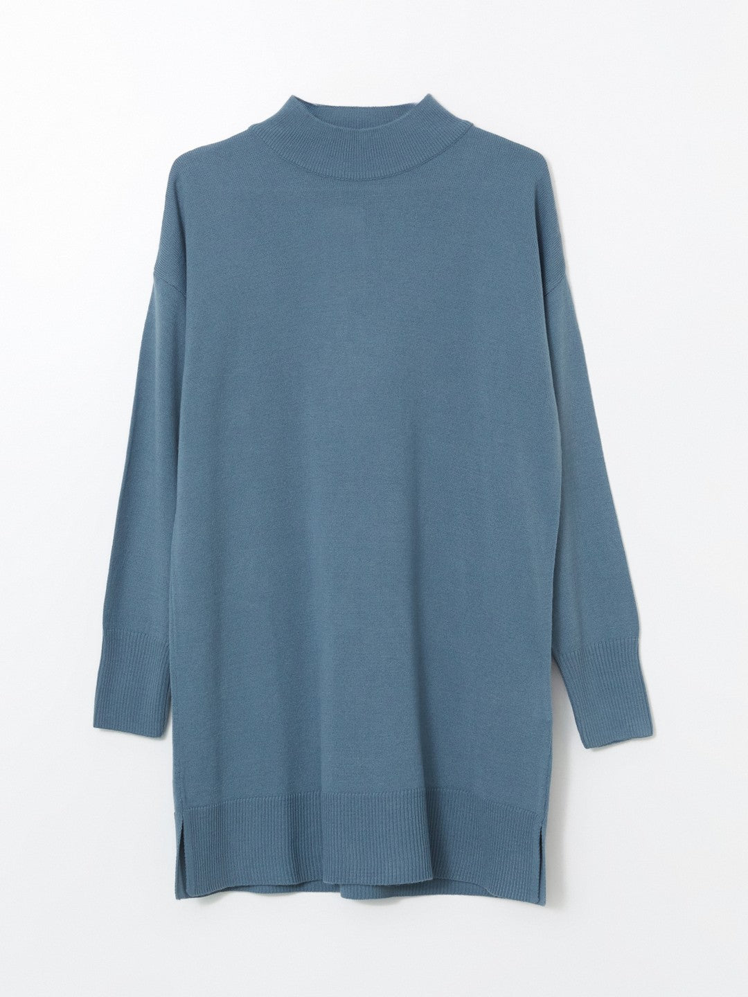 LCW Modest Blue Stand-Up Collar Women Knitwear Tunic