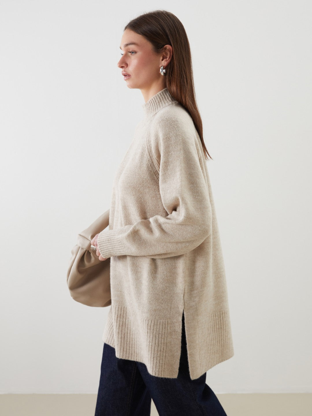 LCW Modest Funnel Neck Oversize Women Knitwear Tunic