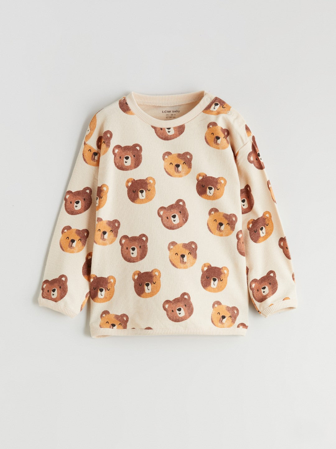 LCW Baby Teddy Bear Printed Baby Boys Sweatshirt And Sweatpants