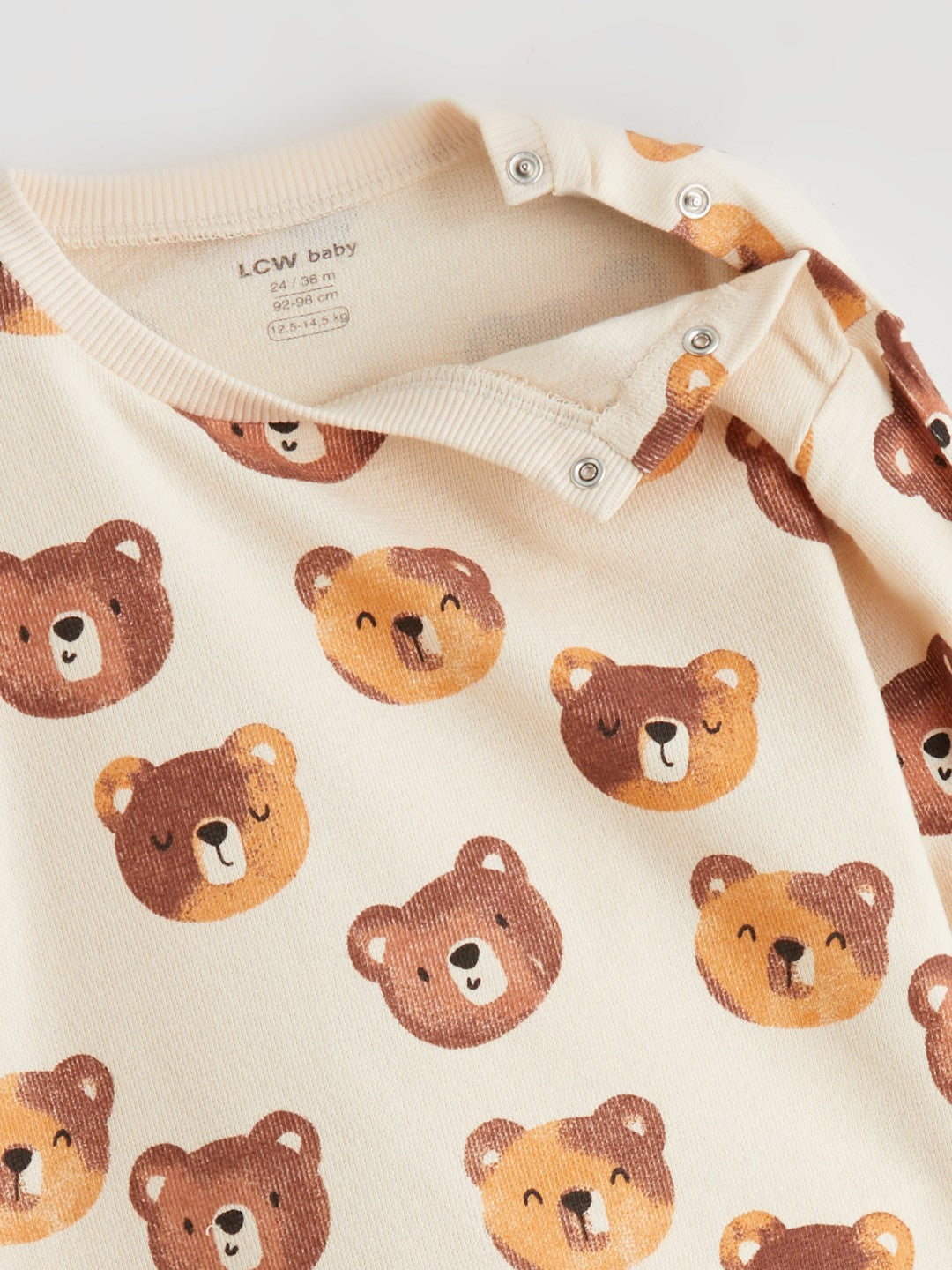 LCW Baby Teddy Bear Printed Baby Boys Sweatshirt And Sweatpants