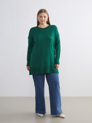 LCW Classic Green Crew Neck Women Knitwear Tunic