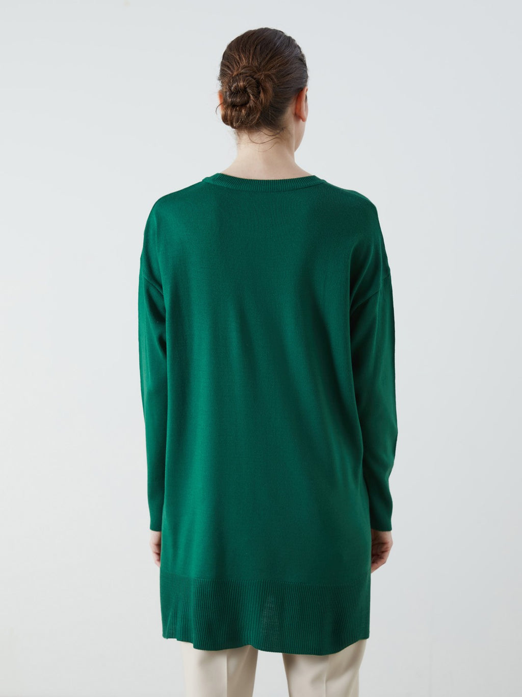 LCW Classic Green Crew Neck Women Knitwear Tunic