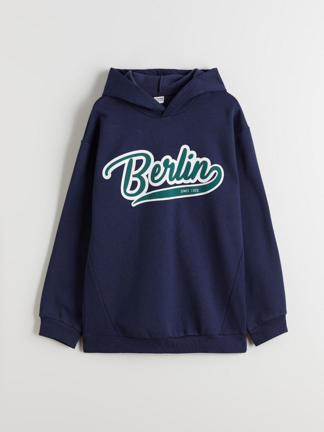 LCW Kids Hooded Berlin Printed Boys Sweatshirt Hover Image