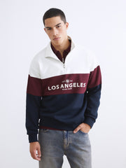 Xside Funnel Neck Color Block Men Sweatshirt