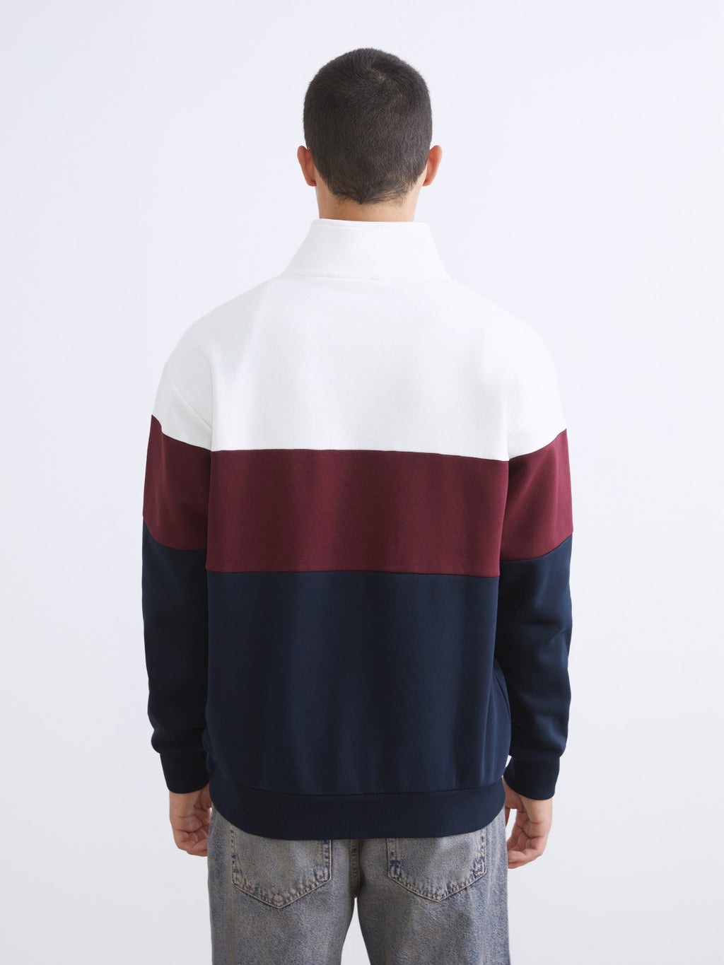 Xside Funnel Neck Color Block Men Sweatshirt