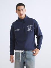 Xside Funnel Neck Printed Men Thick Sweatshirt
