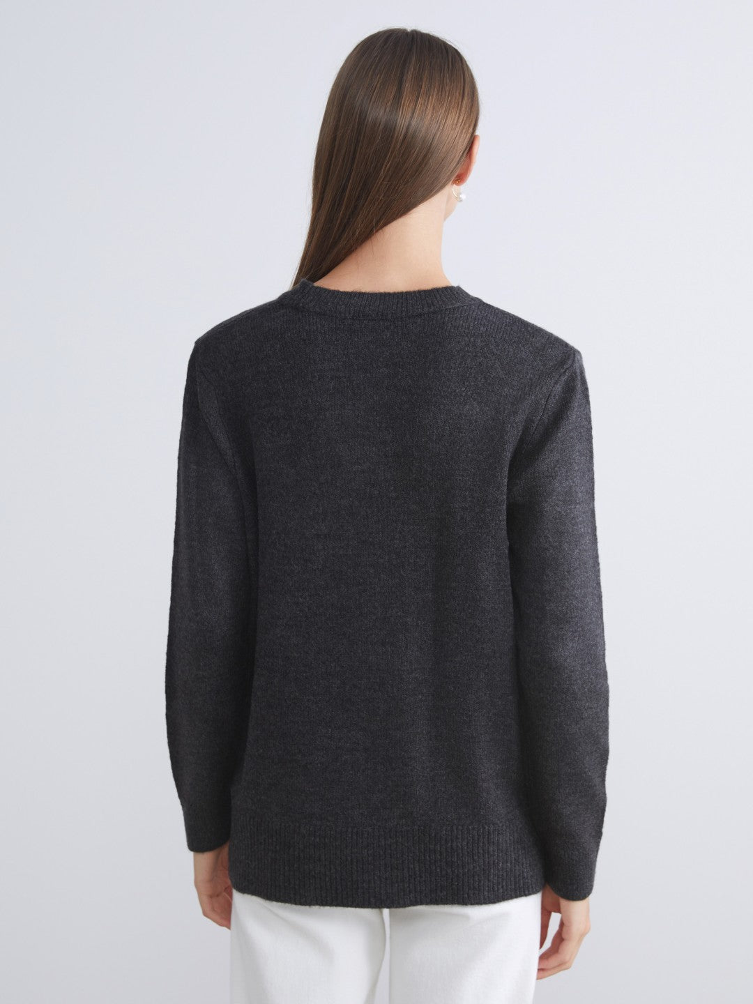 LCW Classic Purple Crew Neck Beaded Women Knitwear Sweater