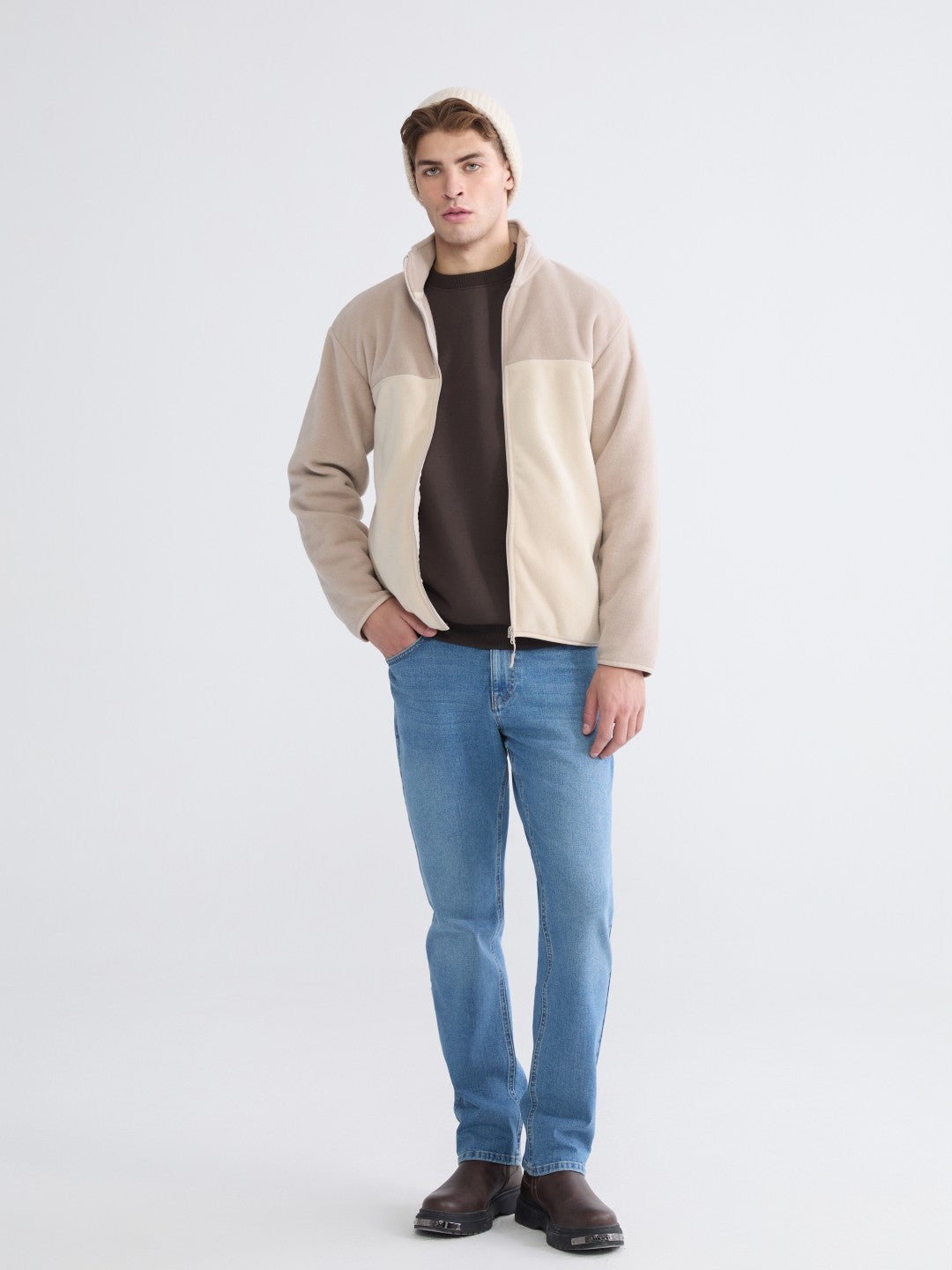 Xside Funnel Neck Polar Men Zippered Sweatshirt