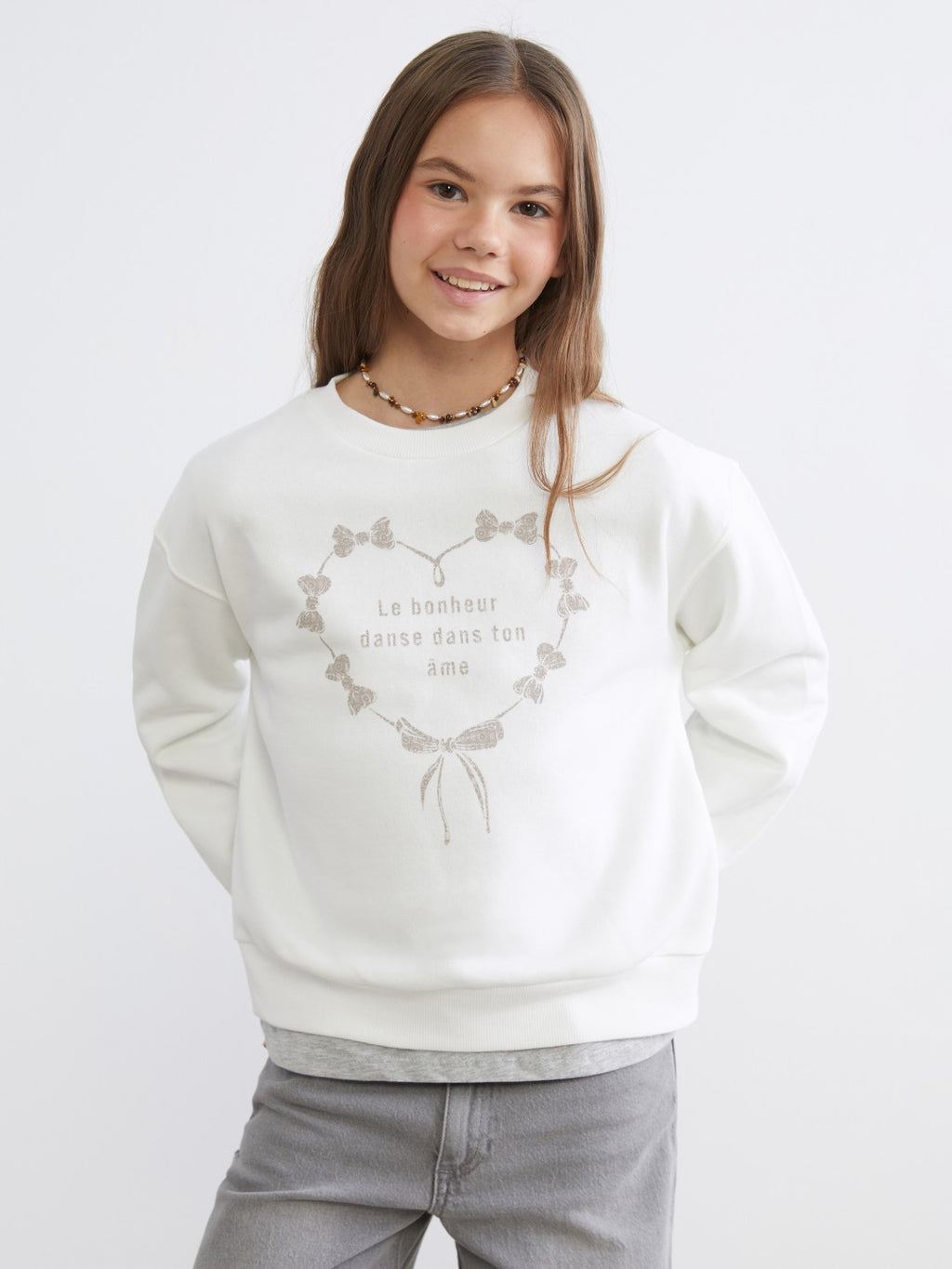 LCW Kids Crew Neck GirlS Thick Sweatshirt