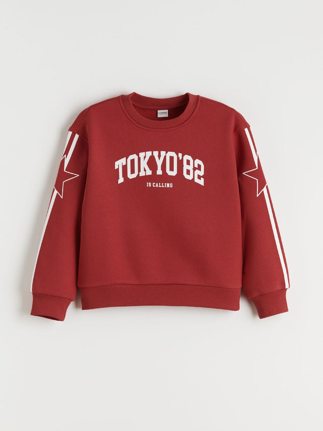 LCW Kids Crew Neck Tokyo Printed Girls Sweatshirt Hover Image