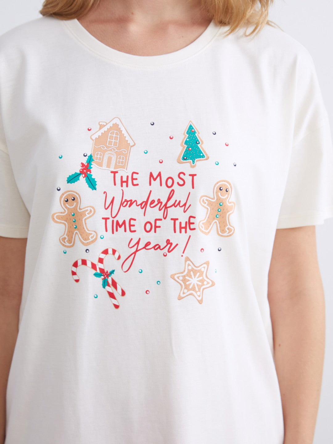 LCW Dream New Year Themed Women Shortie Pyjama Set