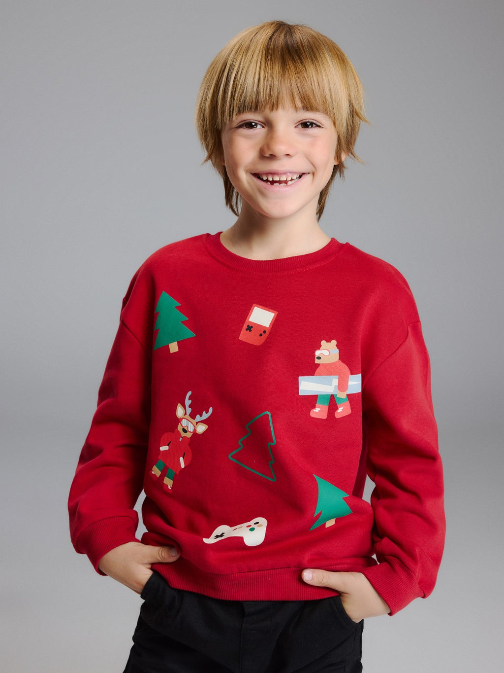 LCW Kids New Year Themed Boys Thick Sweatshirt