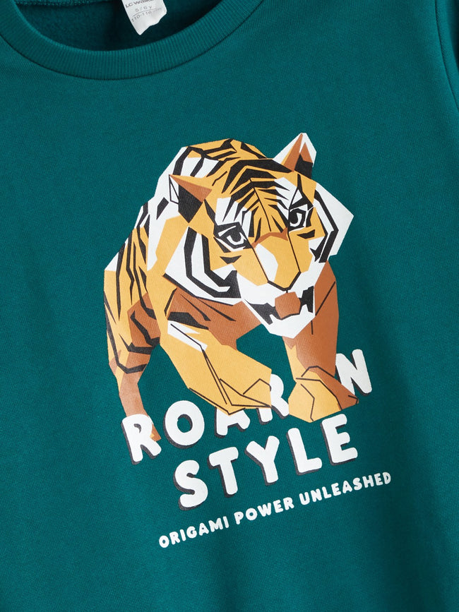 LCW Kids Crew Neck Printed Boys Thick Sweatshirt Main Image