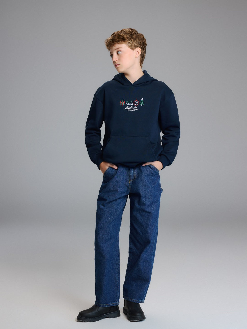 LCW Kids Hooded New Year Themed Boys Sweatshirt