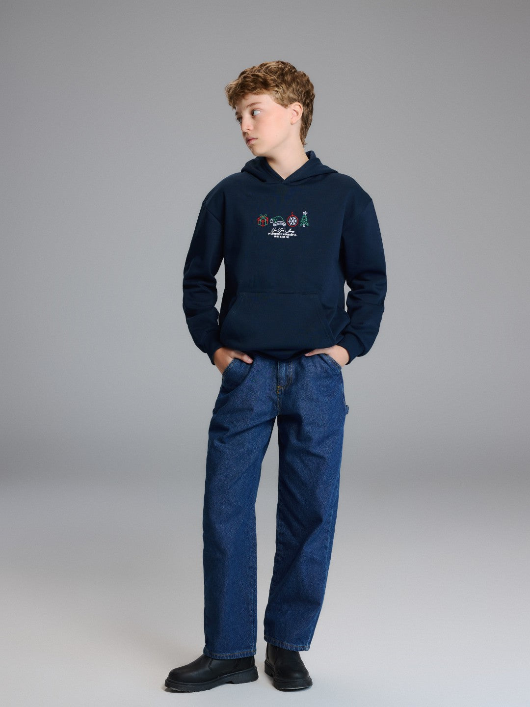 LCW Kids Hooded New Year Themed Boys Sweatshirt