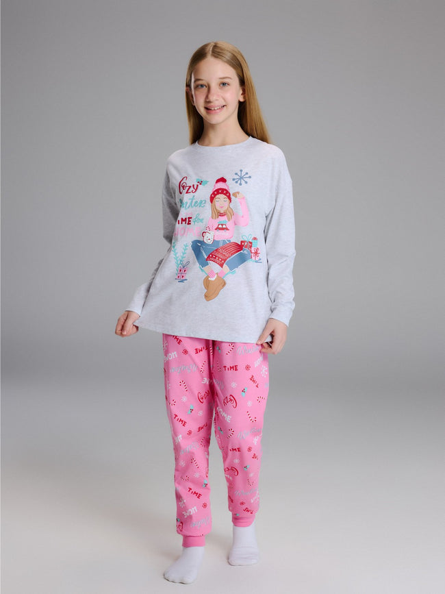 LCW Kids Crew Neck Girls Pyjama Set Main Image