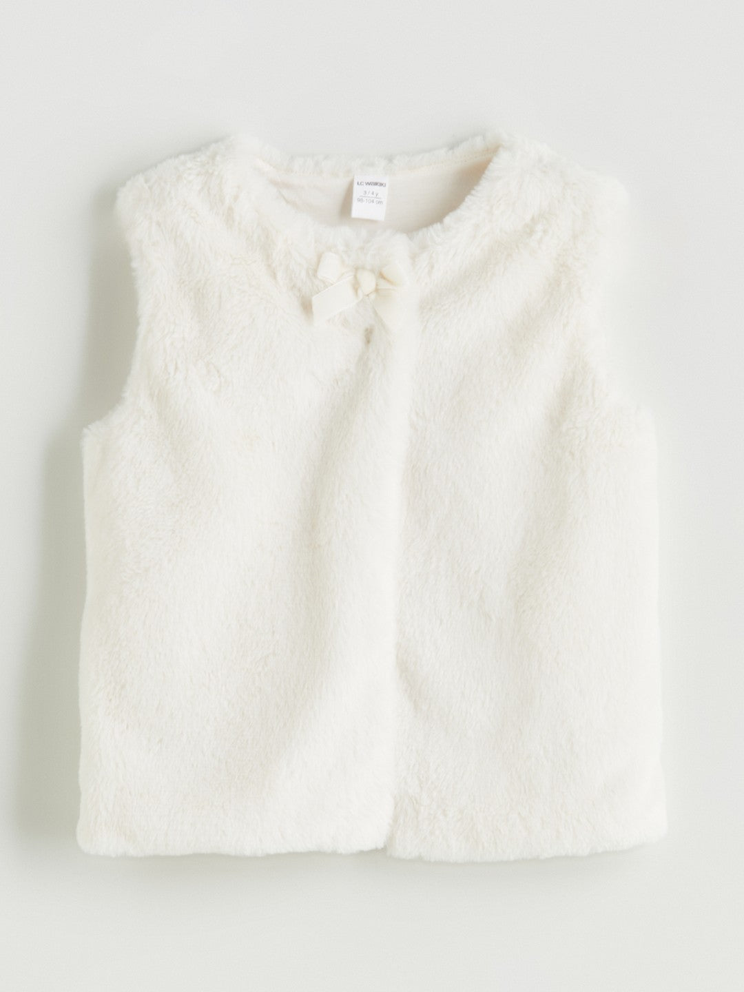 LCW Kids Crew Neck Faux Fur Girls Waistcoat