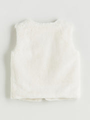 LCW Kids Crew Neck Faux Fur Girls Waistcoat