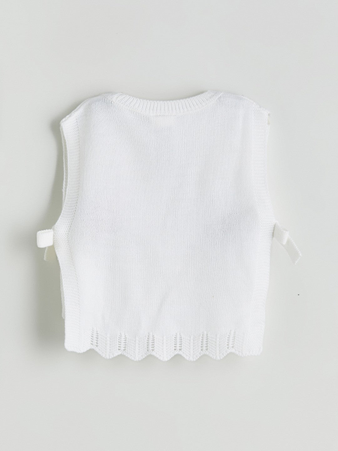 LCW Kids Ecru Crew Neck Floral Girls Knit Sweater