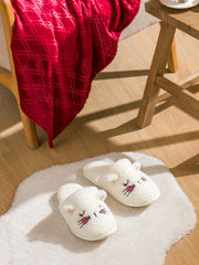 LCW Steps White Animal Embroidered Plush Women Home Slippers