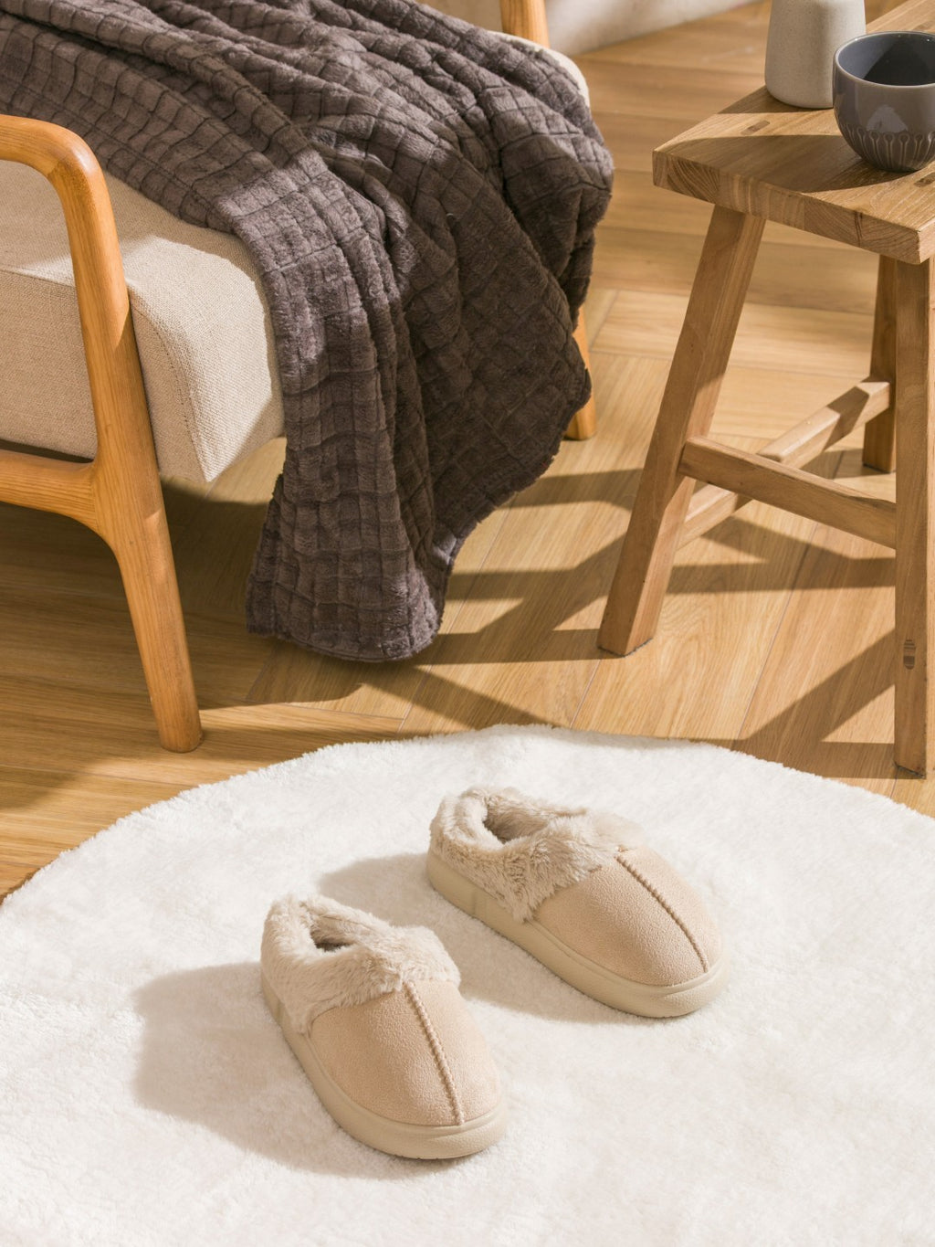 LCW Steps Beige Suede-Look Women Home Slippers