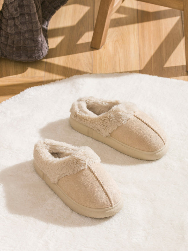 LCW Steps Beige Suede-Look Women Home Slippers Main Image