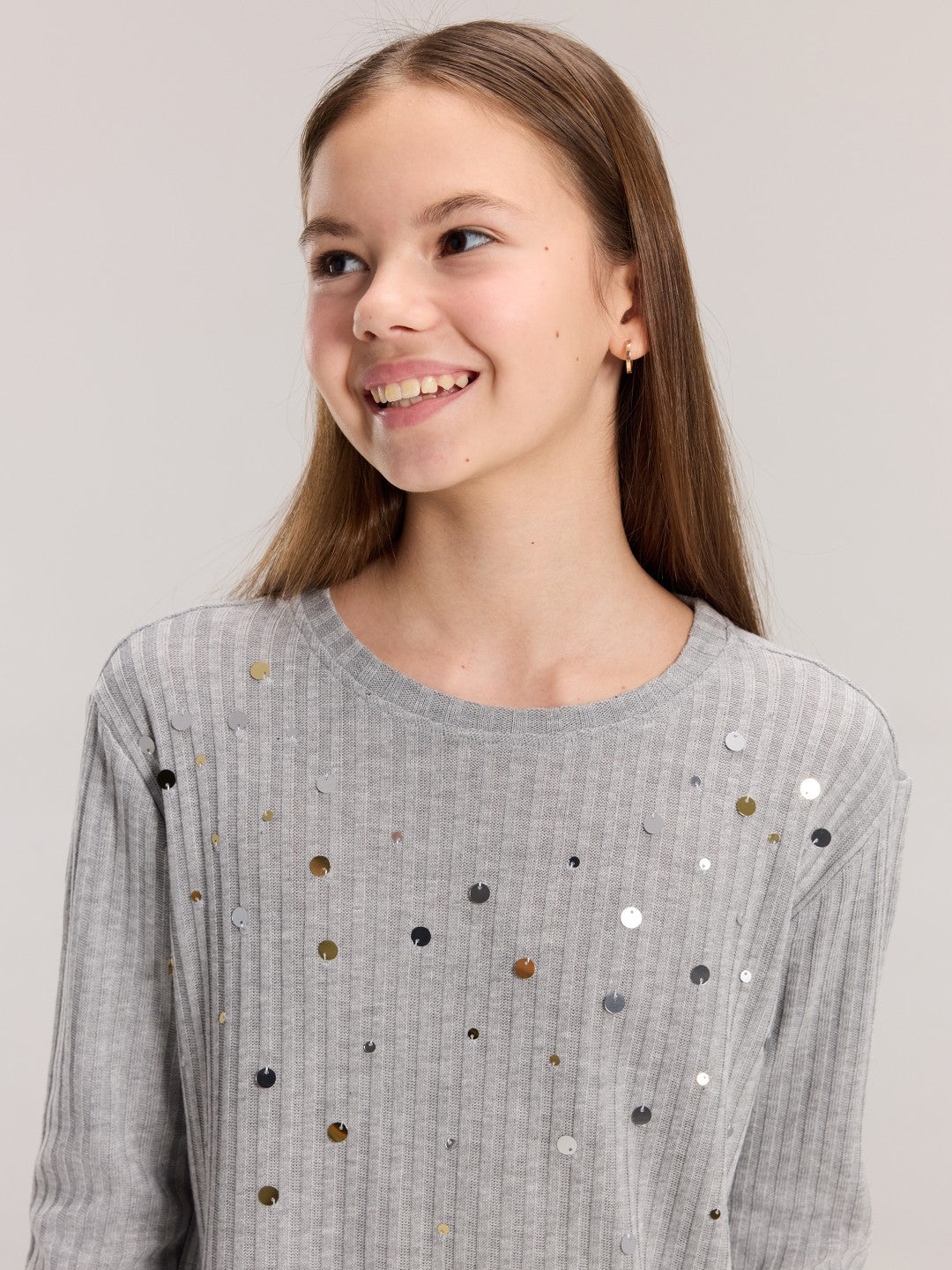 LCW Kids Crew Neck Sequined Girls T-Shirt