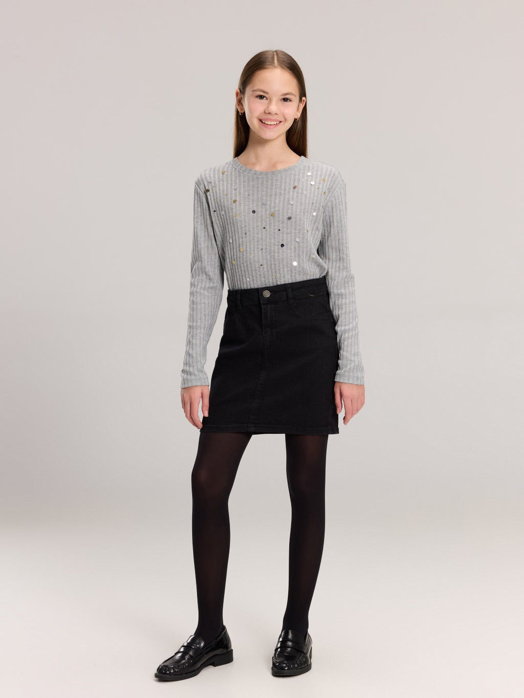 LCW Kids Crew Neck Sequined Girls T-Shirt