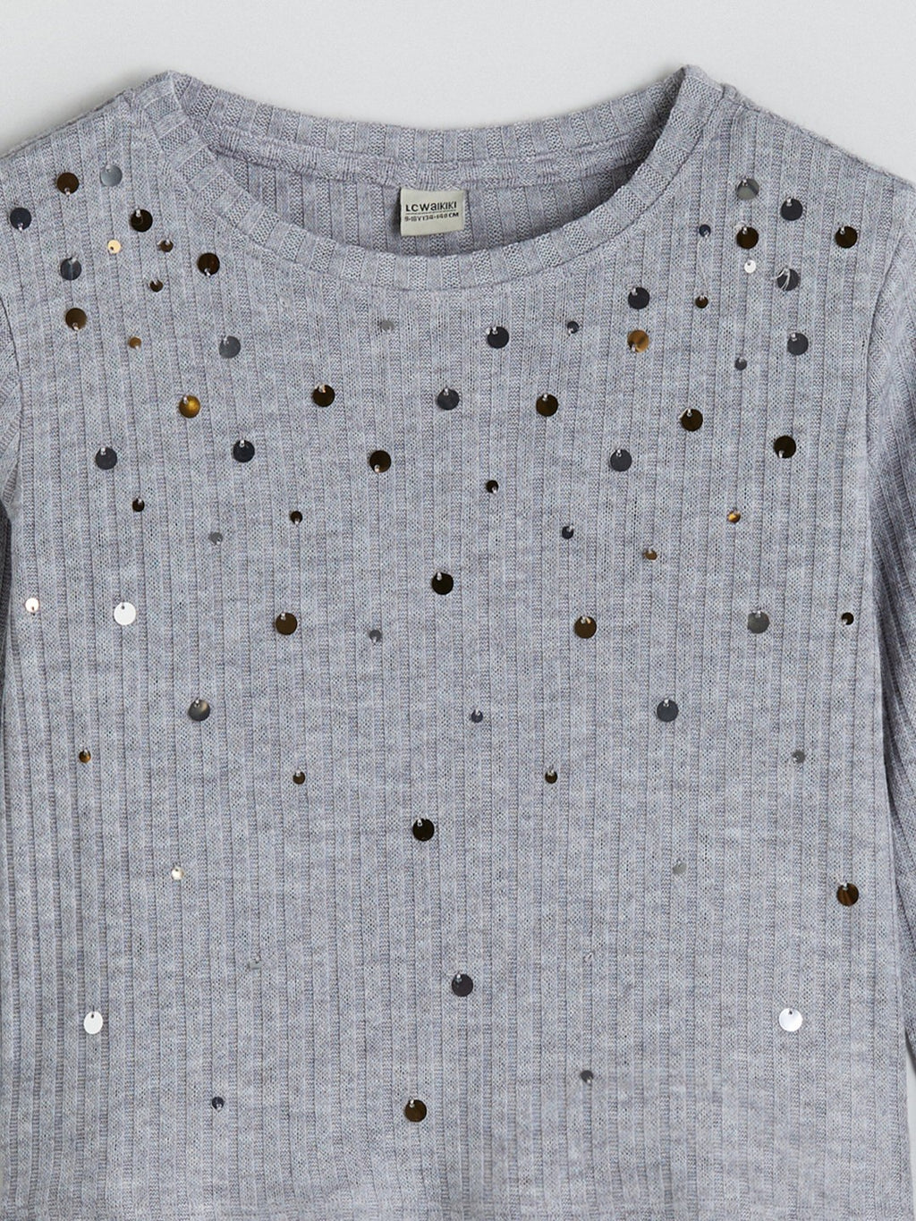 LCW Kids Crew Neck Sequined Girls T-Shirt