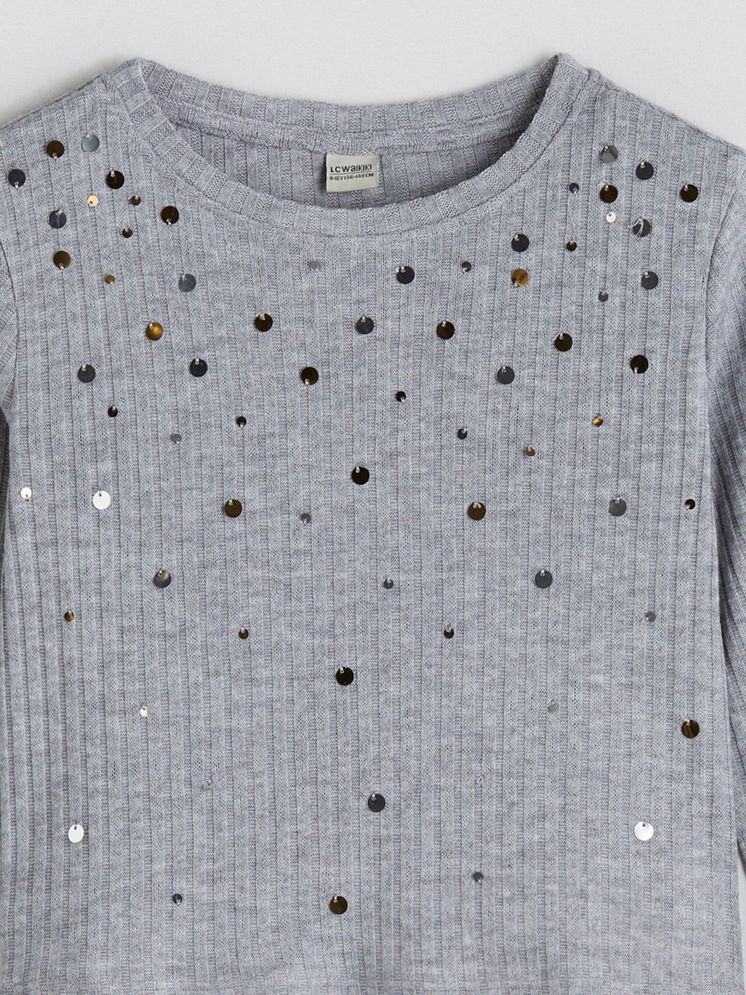 LCW Kids Crew Neck Sequined Girls T-Shirt