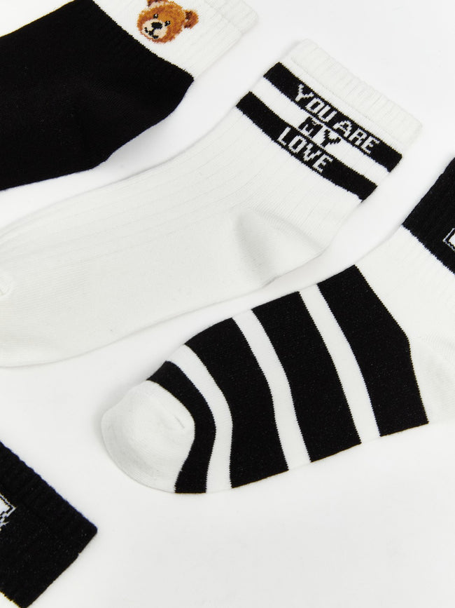 LCW Dream Black Printed Women Ankle Socks 5-Pack Main Image