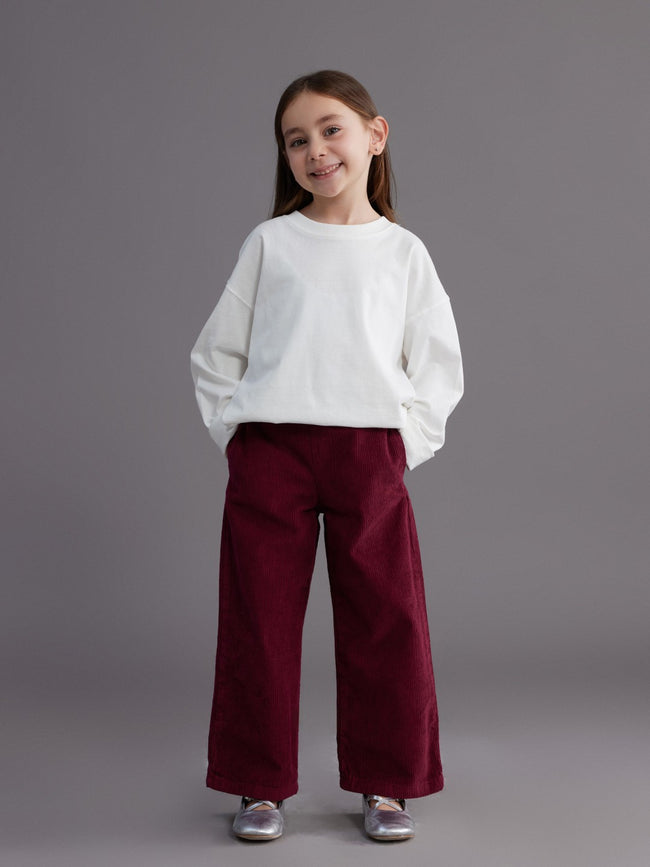 LCW Kids Wide Leg Girls Velvet Trousers Hover Image
