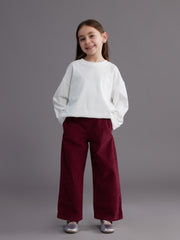 LCW Kids Wide Leg Girls Velvet Trousers