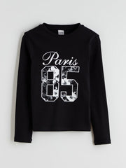 LCW Kids Crew Neck Paris Printed Girls T-Shirt