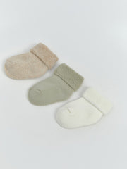 LCW Baby Ecru Baby Boy Towel Socks 3-Pack