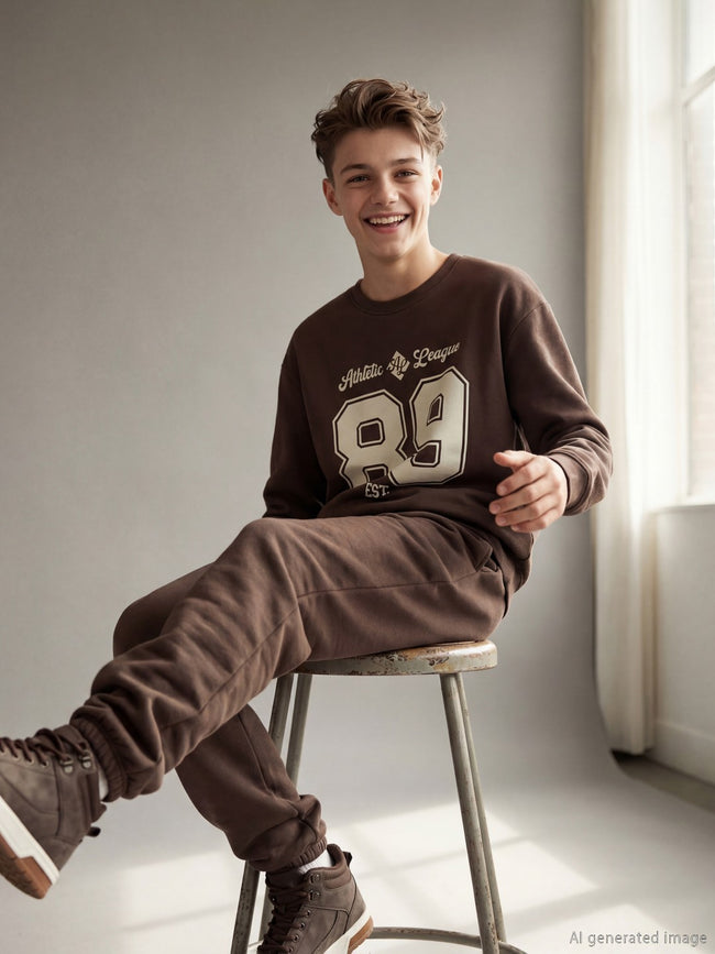 LCW Kids Crew Neck Boys Tracksuit Set Hover Image