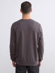 LCW Classic Brown Crew Neck Printed Men Thick Sweatshirt