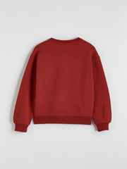 LCW Kids Crew Neck Rhinestone Embellished Girls Thick Sweatshirt