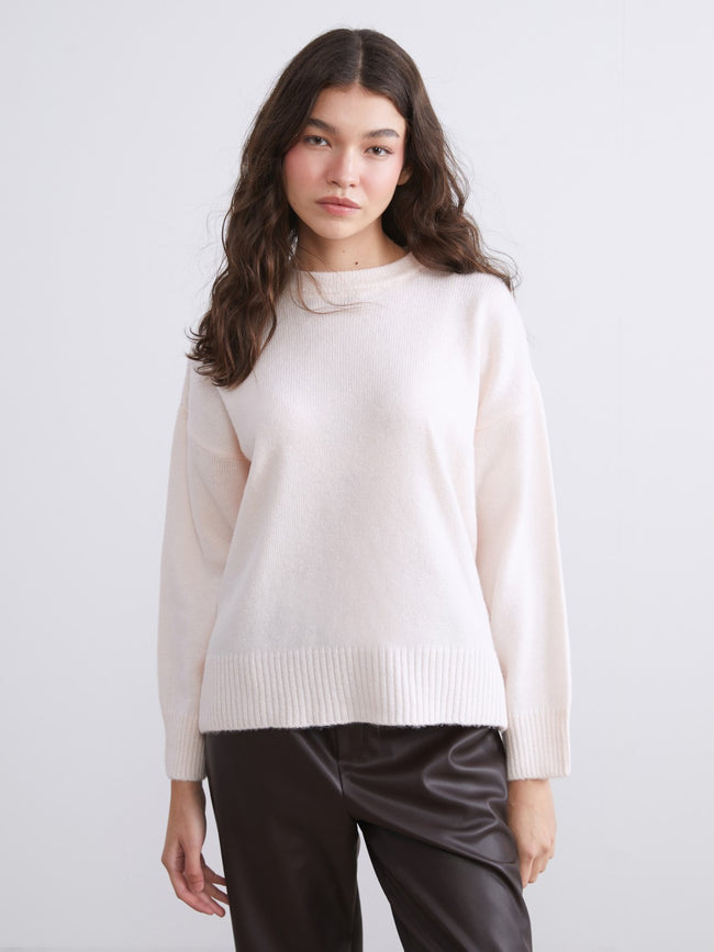 Xside Pink Crew Neck Oversize Women Knitwear Sweater Hover Image