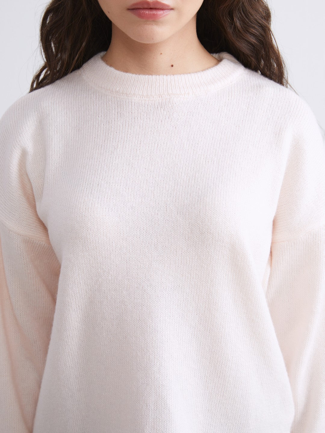 Xside Pink Crew Neck Oversize Women Knitwear Sweater