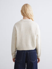 Xside Beige V-Neck Floral Embroidered Women Knitwear Cardigan