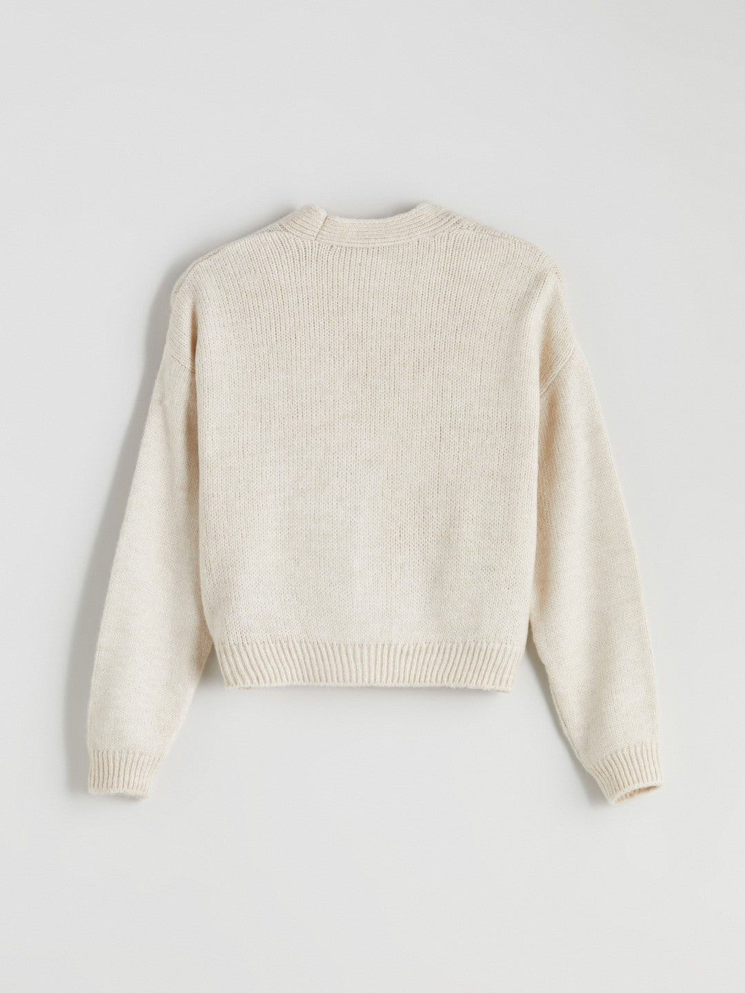 Xside Beige V-Neck Floral Embroidered Women Knitwear Cardigan